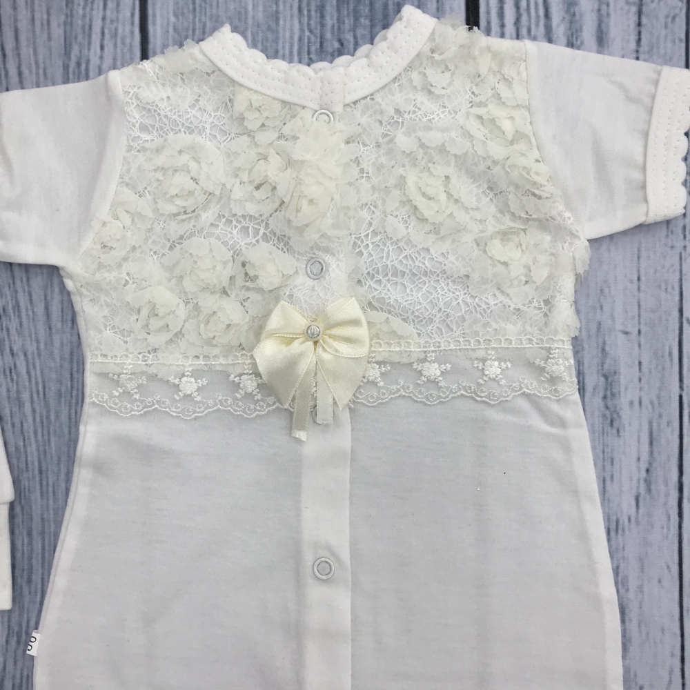 286-М. Комбинезон ромашка, хлопок 100% кулирка, молочный