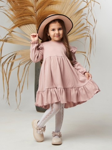Купить оптом 332. Платье детское из лапши, хлопок 100%, пудра, р. 98,104,110,116 в Брянске