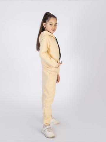 296-СЛ. Свитшот с капюшоном  + Штаны, хлопок 65%, 35% ПЭ, 3-х нитка (начес) сливочный  98,104,110,116