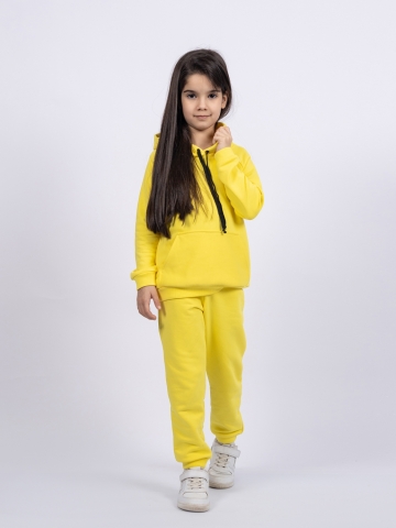 Купить оптом 311-Ж. Свитшот с капюшоном + Штаны, хлопок 65%, 35% ПЭ, 3-х нитка ( без начеса) желтый 80,86,92 в Брянске