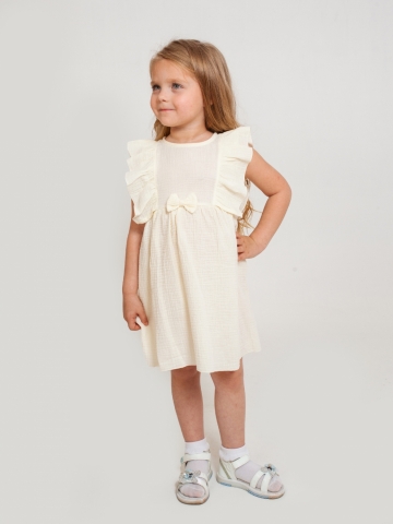 Купить 322-СЛ. Платье из муслина детское, хлопок 100% сливочный, р. 98,104,110,116 в Брянске