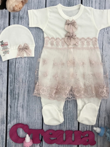 Купить оптом 284-П. Комбинезон с шапкой, (бабочка), пудра хлопок 100% кулирка 56,62 в Брянске