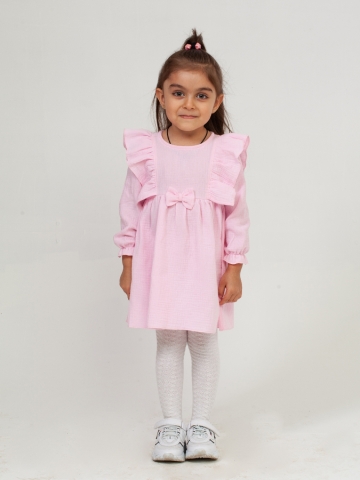Купить 321-Р. Платье из муслина детское, хлопок 100% розовый, р. 98,104,110,116 в Брянске